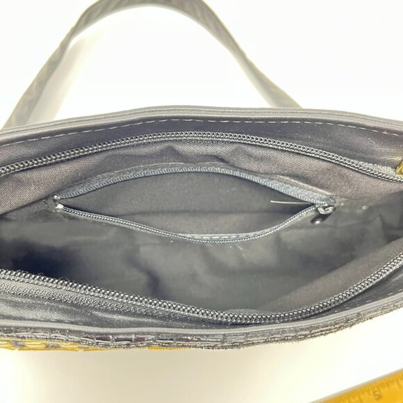 Vintage  Dawli  Black Leather   East West Bag   Gold & Patten Detailing, - Picture 4 of 15